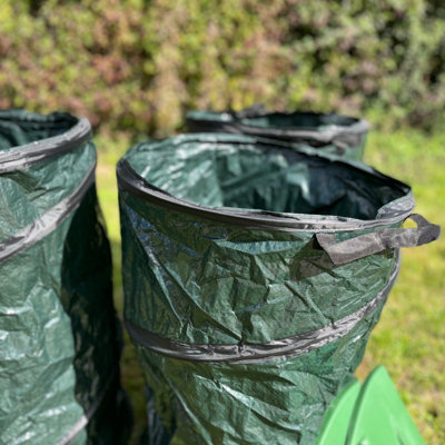 Pack of 3 Garden Waste Tidy Pop Up Bags with Leaf Grabs & Gloves - 3