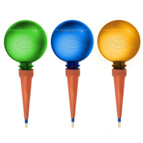 Pack of 3 Green Blue and Orange Plantpal Watering Globes