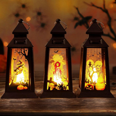 Pack of 3 Halloween Decorative Pumpkin Lantern, Halloween Autumn ...