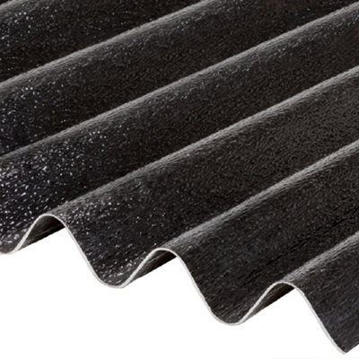 Pack of 3 - High Impact CorruPlast Opaque Black PVC Corrugated Roofing Sheets 2135mm (7ft) - UV Protected