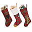 Pack of 3 Highland Tartan Xmas Gift Decoration Christmas Stocking