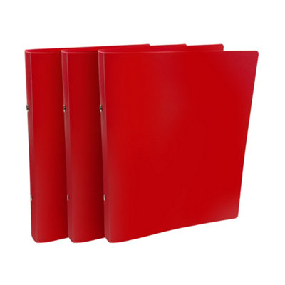 Pack of 3 Janrax A4 Red PP Ring Binders - 25mm Spine, 2 O-Ring ...