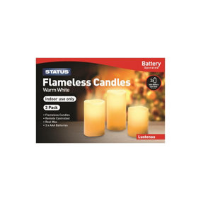 Pack Of 3 LED Flamless Chunky Wax Candles