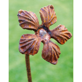 Pack of 3 Lilly Feature Plant Pin 4Ft.Bare Metal Ready to Rust. Steel Garden Plant Border Support - Steel - H120 cm