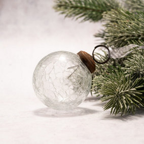Pack of 3 Medium Clear 2" Crackle Glass Christmas Bauble