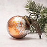 Pack of 3 Medium Tangerine & Silver 2" Foil Glass Christmas Ornament