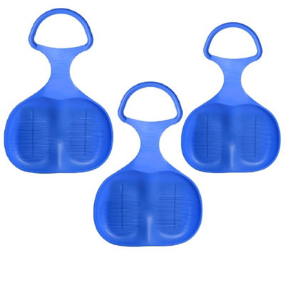 Pack of 3 Plastic Snow Skimmer Bump Sled - All Blue