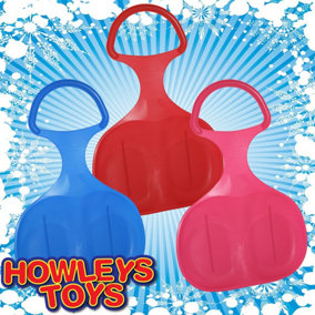 Pack of 3 Plastic Snow Skimmer Bump Sled - Red, Pink & Blue