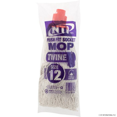 Pack Of 3 Push Fit Socket Mop Head Cotton Plastic  Size 12 200G