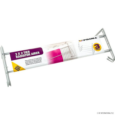 nifty 2 Bar Radiator Airer White - Clothes Drying Rack - Laundry Indoor Dryer Rail, Lightweight Washing Line