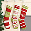 Pack of 3 Striped Xmas Gift Decoration Christmas Stocking
