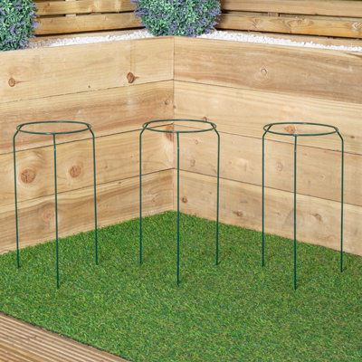 Pack of 3 Tom Chambers Green Metal Herbaceous Garden Plant Support ...