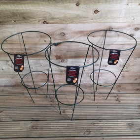 Pack of 3 Tom Chambers Urban Green Conical Garden Plant Support Ring 30cm -  Medium