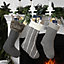 Pack of 3 Traditional Grey Xmas Gift Decoration Christmas Stocking