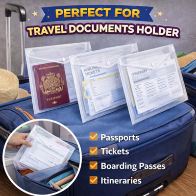 Pack of 30 A4 Clear Plastic Wallets Popper Document Folders with Label ...