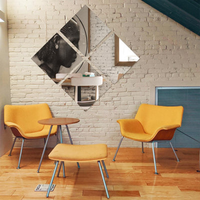 Pack of 4 Acrylic Mirrors - Wall Mounting Self Adhesive Versatile Square Mirror Tile Set, Indoor Home Decor - Each 30 x 30cm