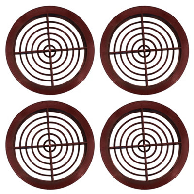 Pack of 4 Brown Plastic 68mm Round Soffit Air Vents Push in Roof and Eave Circular Mesh Air Vents