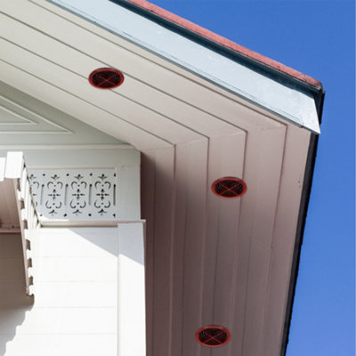 Pack of 4 Brown Plastic 68mm Round Soffit Air Vents Push in Roof and Eave Circular Mesh Air Vents - 6