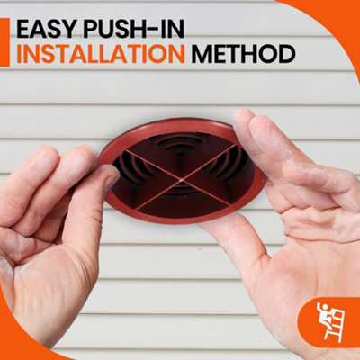 Pack of 4 Brown Plastic 68mm Round Soffit Air Vents Push in Roof and Eave Circular Mesh Air Vents - 7