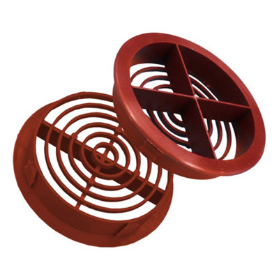 Pack of 4 Brown Plastic 68mm Round Soffit Air Vents Push in Roof and Eave Circular Mesh Air Vents - 9