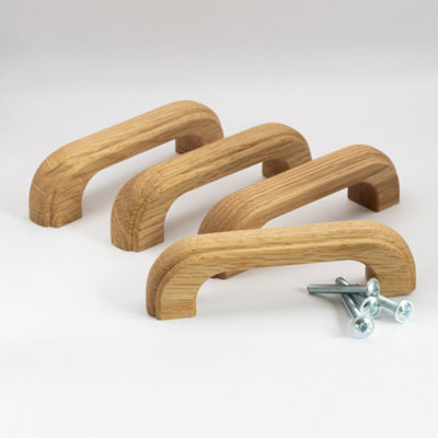 Pack of 4 Cabinet Door Oak Handles and Drawer Pulls 112mm