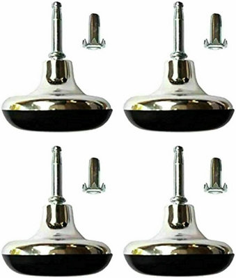 Pack of 4 Chrome Glides Plastic/Metal Sofa Chair Furniture Feet Castors for Couches, Tables,Beds & Chairs Durable & Stylish Design