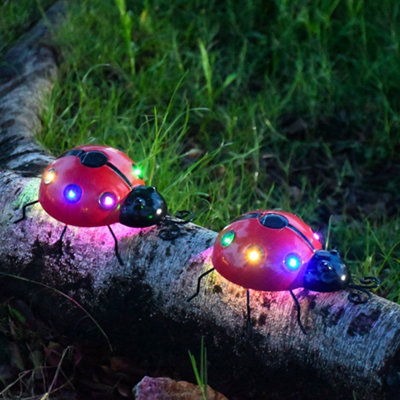 Pack of 4 Colourful Light Outdoor Solar Ladybug Decorative Garden