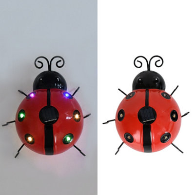 Pack of 4 Colourful Light Outdoor Solar Ladybug Decorative Garden