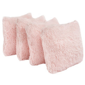 Pack of 4  Fluffy Fleece Zip Up Cushion Covers