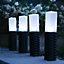 Pack of 4 Free Standing Rattan Style Solar Powered LED Garden Stake Lights