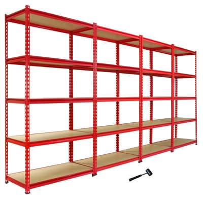 Pack of 4 Garage Shelving Unit - 5 Tier Heavy Duty Rack for Storage Steel Utility Shelves