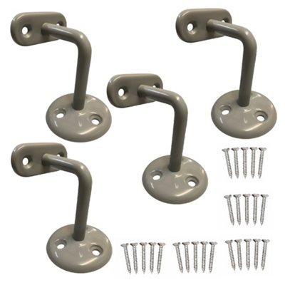 Pack of 4 Grey Stair Handrail Brackets Heavy Duty Metal Wall Mounted ...