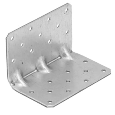 Pack of 4 - Heavy Duty Galvanised 2.5mm Thick Reinforced Angle Bracket Corner Brace 65x65x100mm