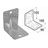 Pack of 4 Heavy Duty Galvanised Reinforced Angle Brackets 105x105x90mm