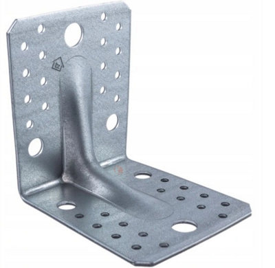 Pack of 4 - Heavy Duty Galvanised Reinforced Angle Brackets - Structural Corner Braces - 105x105x90mm