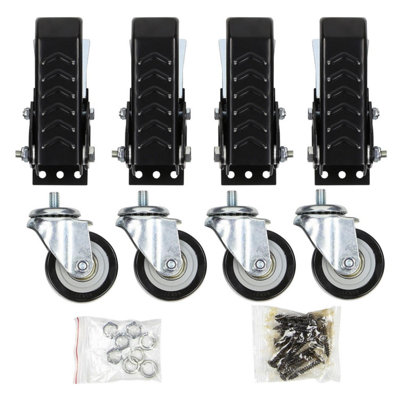 4 Pack 5" Heavy Duty Threaded Stem Casters 1/2"-13" X 1" Trolley Wheels (1/2" Screw Diameter 1" Shank Length) Double Locking Industrial Casters