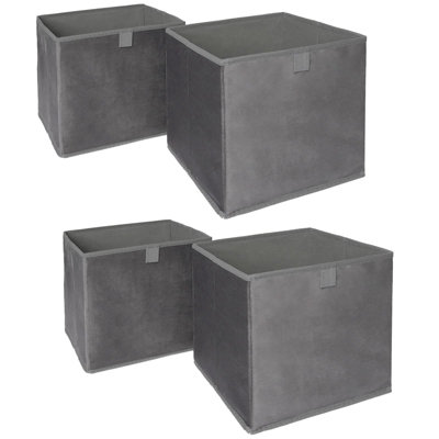 Pack of 4 Matte Velvet Cube Storage Boxes