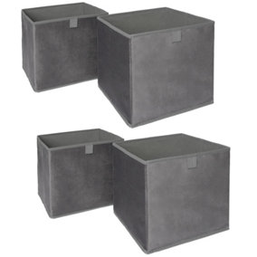 Pack of 4 Matte Velvet Cube Storage Boxes