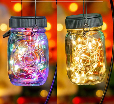 Pack of 4 Mini Solar Mason Jar LED String Lights