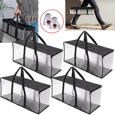 Pack of 4 Portable CD Storage Bags Disc CD Carry Case, Clear Covers ...