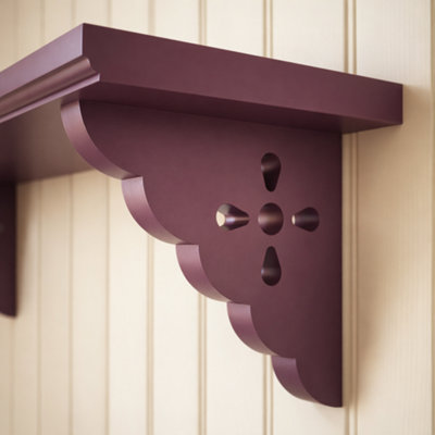 Pack of 4 Scallop with Flower Wooden Shelf Brackets - MDF (Moisture ...