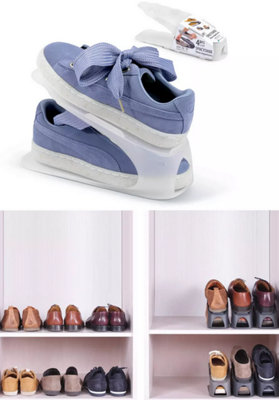 Pack of 4 Shoe Slots Size UK 1 to 12 Organiser Shoe Stacking Space Saver Racks  1 to 5 UK Anthracite