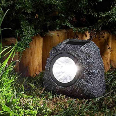 Pack of 4 Smart Garden Solar High Performance Super Bright 3 Lumen Spotlight Garden Path Granite Rock