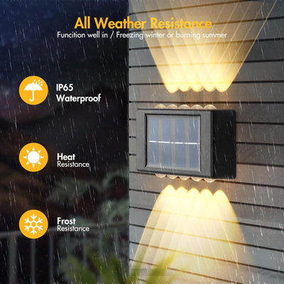 thumbnail image 2 of ASLIDECOR Solar Fence Lights Up And Down,2 Pack Small Solar Step Light Waterproof,Warm White Deck Lighting Illuminate Outdoor For Patio Shed Pool 2 of 12