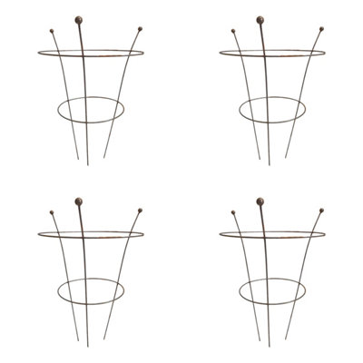 Pack of 4 Tom Chambers Herbaceous Bare Rusted Steel Garden Plant Support Medium 54cm x 40cm