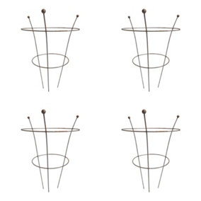 Pack of 4 Tom Chambers Herbaceous Bare Rusted Steel Garden Plant Support Medium 54cm x 40cm