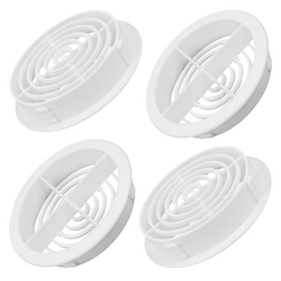 Pack of 4 White Plastic 70mm Round Soffit Air Vents Push in Roof and Eave Circular Mesh Air Vents