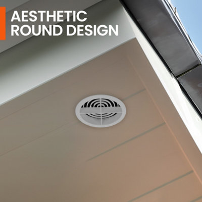 Pack of 4 White Plastic 70mm Round Soffit Air Vents Push in Roof and Eave Circular Mesh Air Vents - 5
