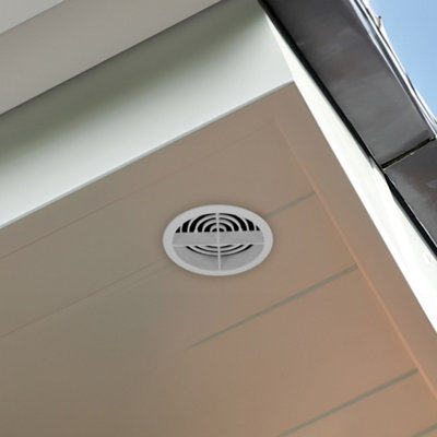 Pack of 4 White Plastic 70mm Round Soffit Air Vents Push in Roof and Eave Circular Mesh Air Vents - 8
