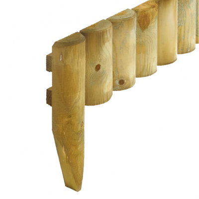 Pack of 4 Wooden Log Picket Fence Panels Garden Wood Lawn Border Flower Edging Fencing Easy To Fix Timber  - 150 X 1000 mm